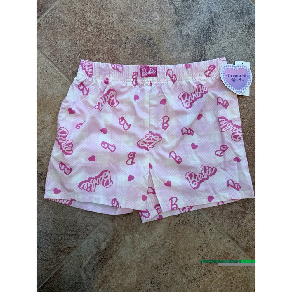 Girls' Mattel Barbie Pink Woven Shorts Size XL NWT Lounge Sleep Shorts